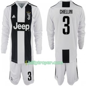 Billige Fotballdrakter Juventus Giorgio Chiellini 3 Barn Hjemmedraktsett 2018/19 Langermet